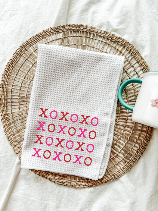 XOXO Valentine's Day Kitchen Towel | Valentine's Day Tea Towel | Cute Valentine's Day Decor