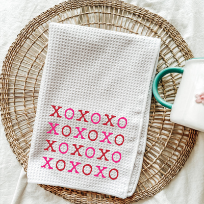 XOXO Valentine's Day Kitchen Towel | Valentine's Day Tea Towel | Cute Valentine's Day Decor