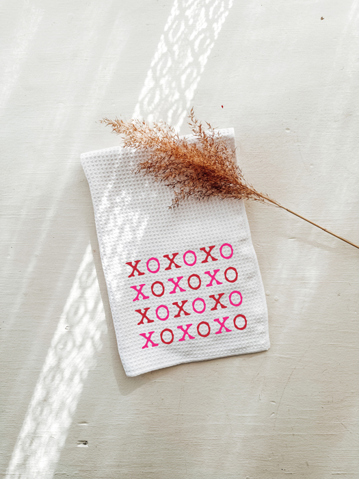 XOXO Valentine's Day Kitchen Towel | Valentine's Day Tea Towel | Cute Valentine's Day Decor