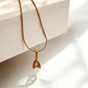  18K Gold Mini Bubble Letter Charm Necklace 