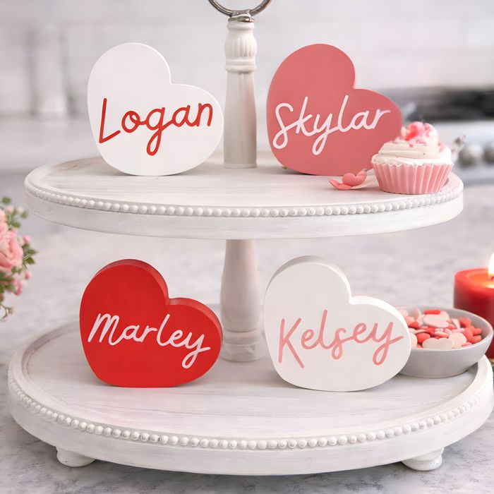 Custom Wooden Heart Decor Shelf Sitters