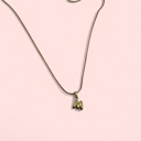 M 18K Gold Mini Bubble Letter Charm Necklace 