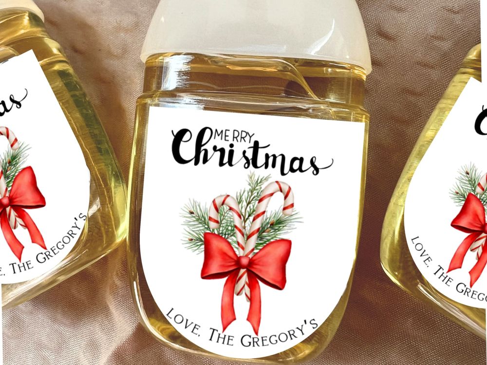 24 Custom Holiday Hand Sanitizer Bottles 