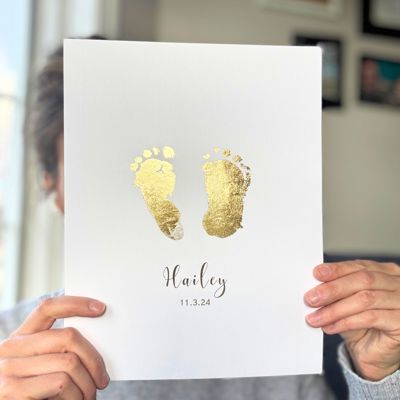 Personalized Gold Baby Footprint Keepsake Print | Real Gold Foil