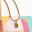 B 18K Gold Mini Bubble Letter Charm Necklace 