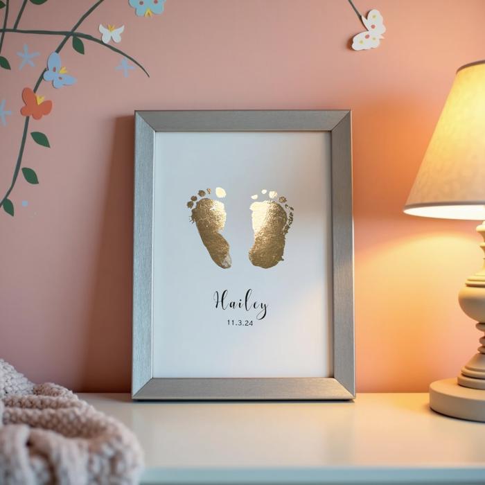 Personalized Gold Baby Footprint Keepsake Print | Real Gold Foil