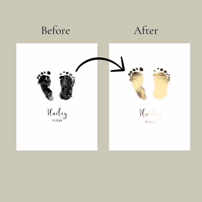 Personalized Gold Baby Footprint Keepsake Print | Real Gold Foil