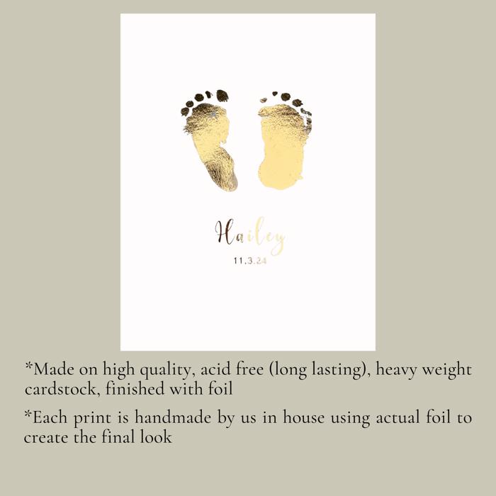 Personalized Gold Baby Footprint Keepsake Print | Real Gold Foil