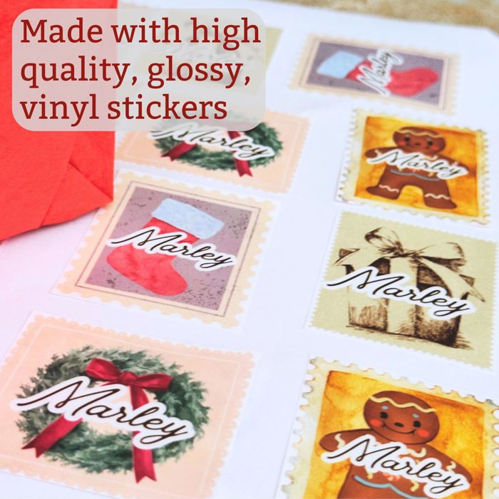 Custom Christmas Stickers | Vintage Stamp Style 