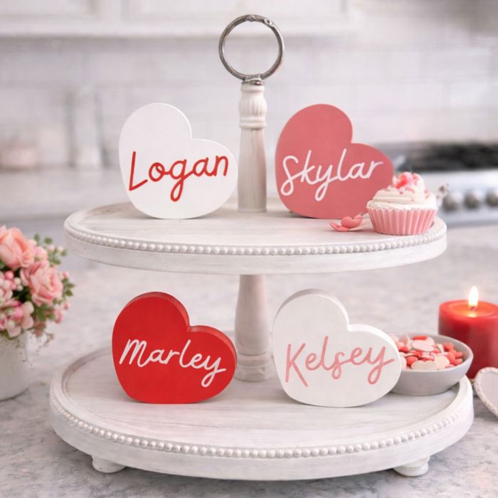 Custom Wooden Heart Decor Shelf Sitters