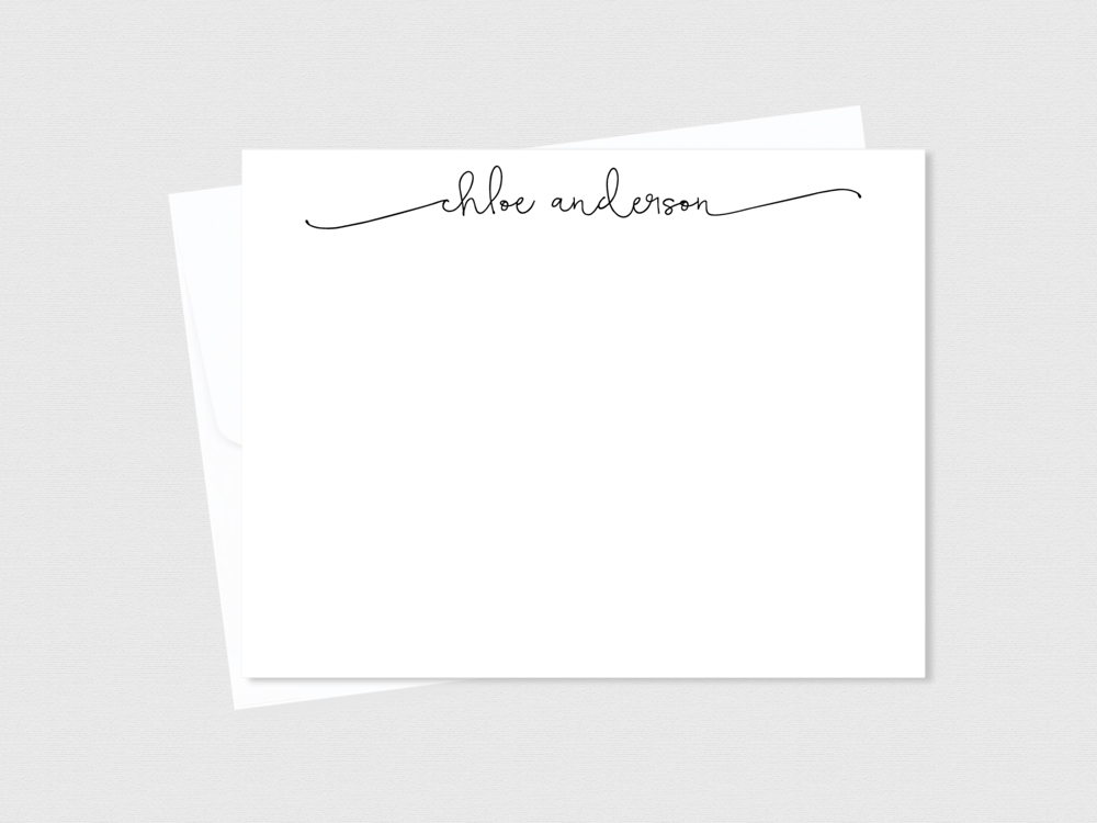 Personalized Long Swash Note Cards Stationery Set