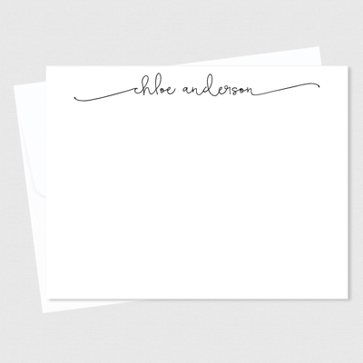 Personalized Long Swash Note Cards Stationery Set