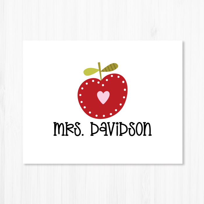 Personalized Teacher Note Cards | Whimsical Apple