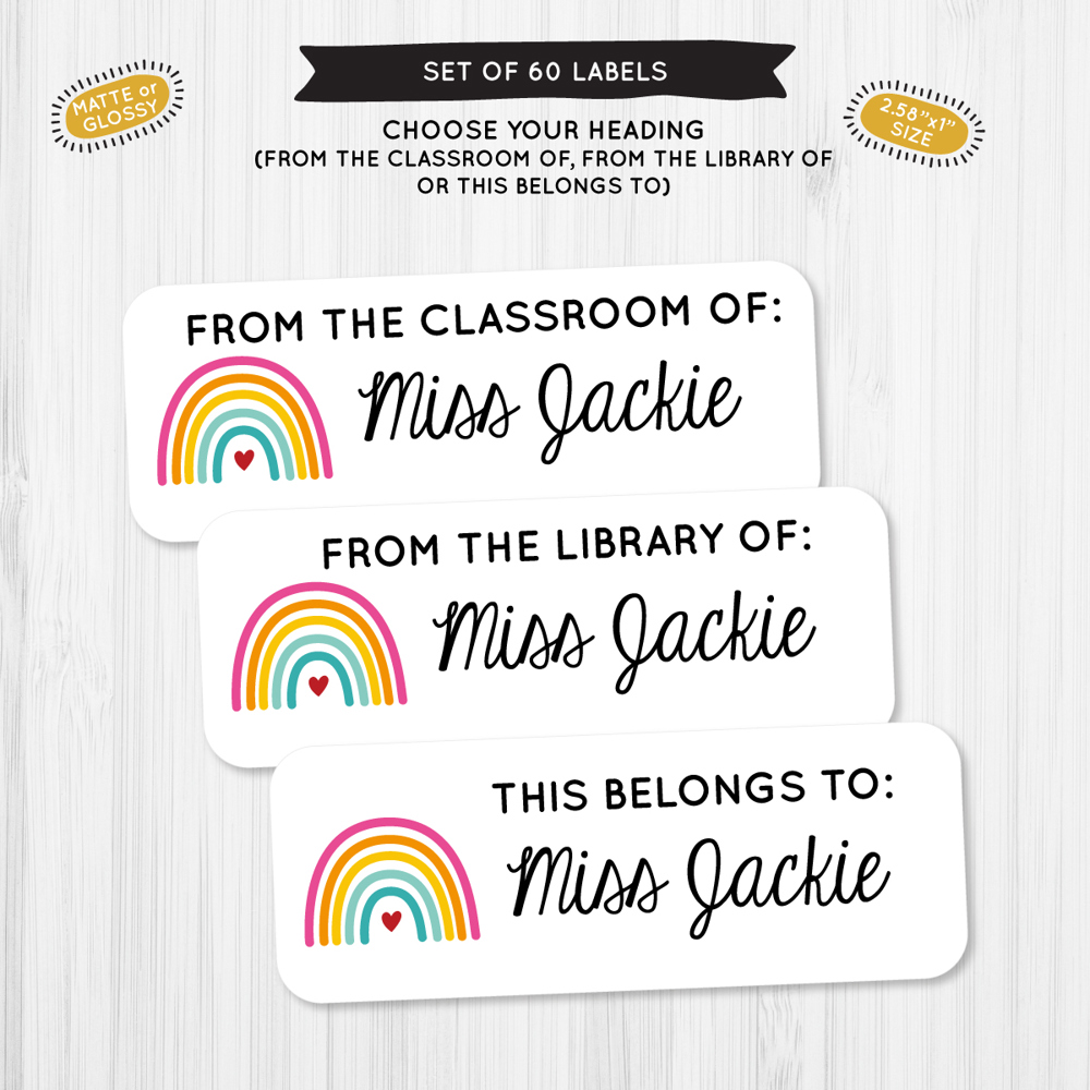 Personalized Teacher School Labels | Set of 60