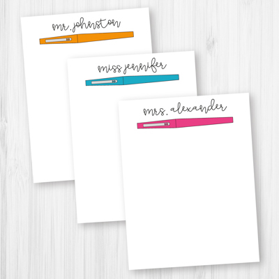 Flair Pen Personalized Notepad | Teacher Note Pad