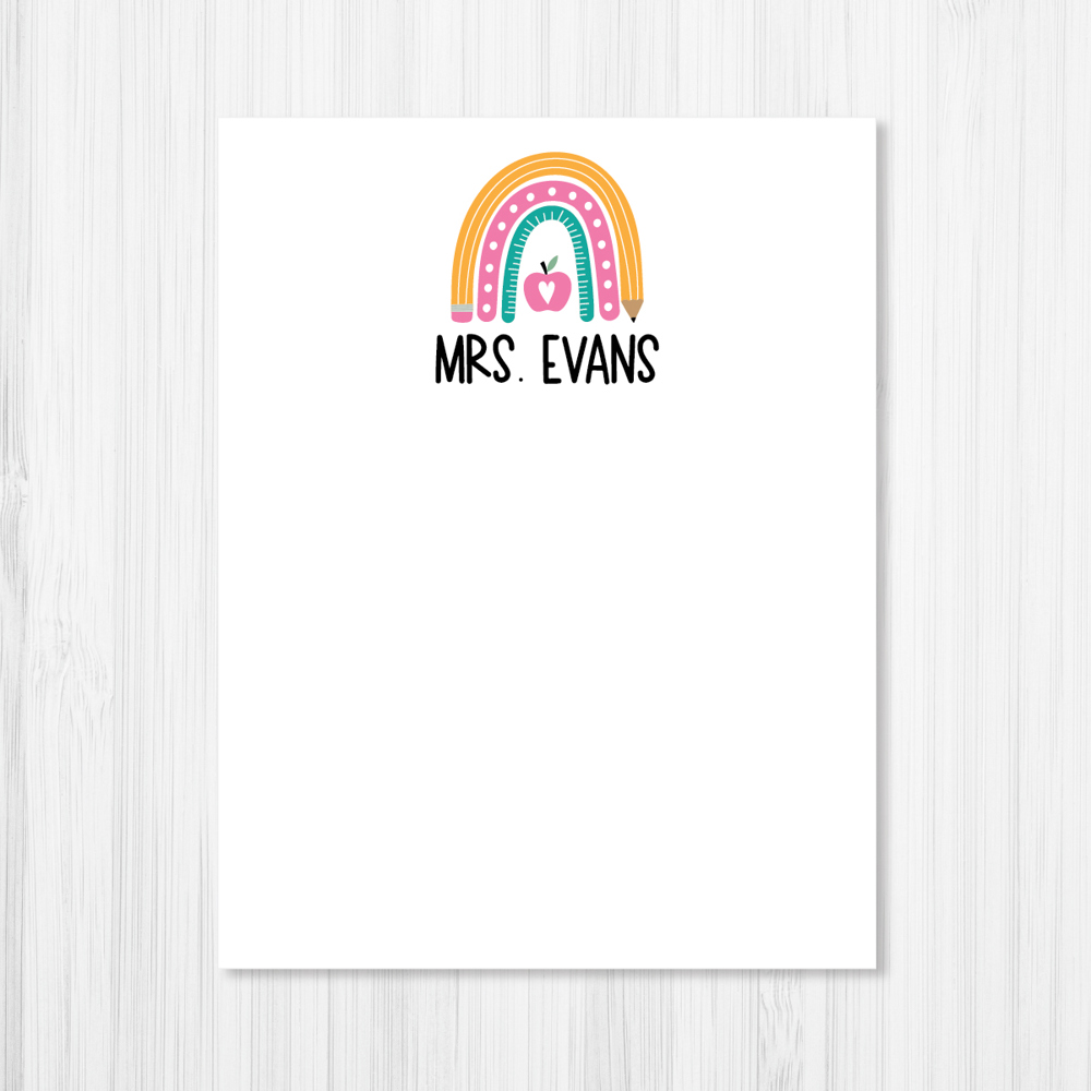 Teacher Rainbow Pencil Personalized Notepad