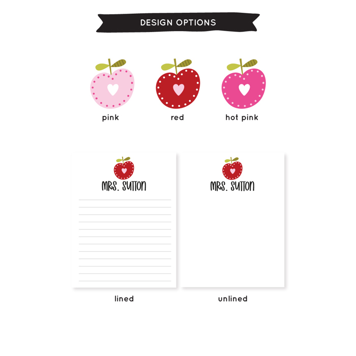 Personalized Teacher Notepad | Whimsical Apple