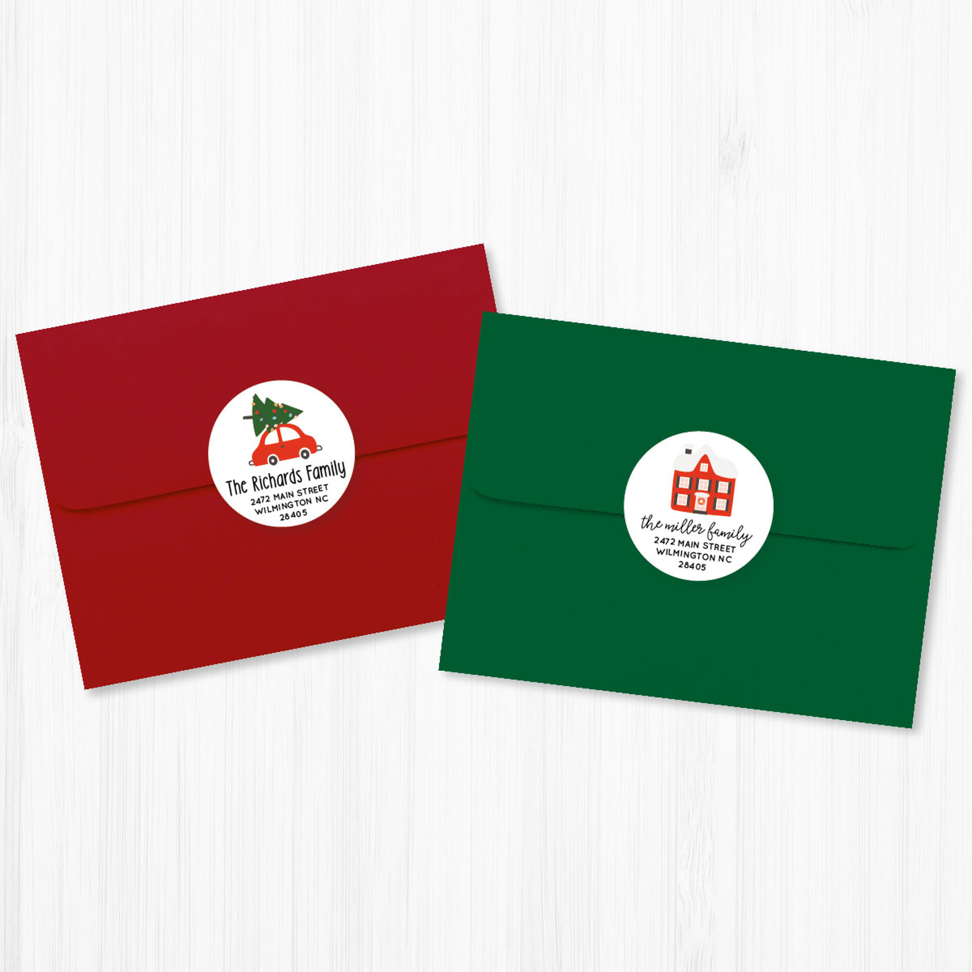 Personalized Holiday Round Labels Set of 20 Jane