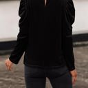  Velvet Puff Sleeve Top - Black