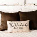  Personalized Last Name and Established Date Wedding Gift Lumbar Pillow