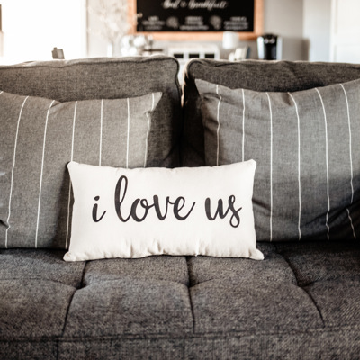 I love us Farmhouse Lumbar Pillow, Anniversary Gift for Wife