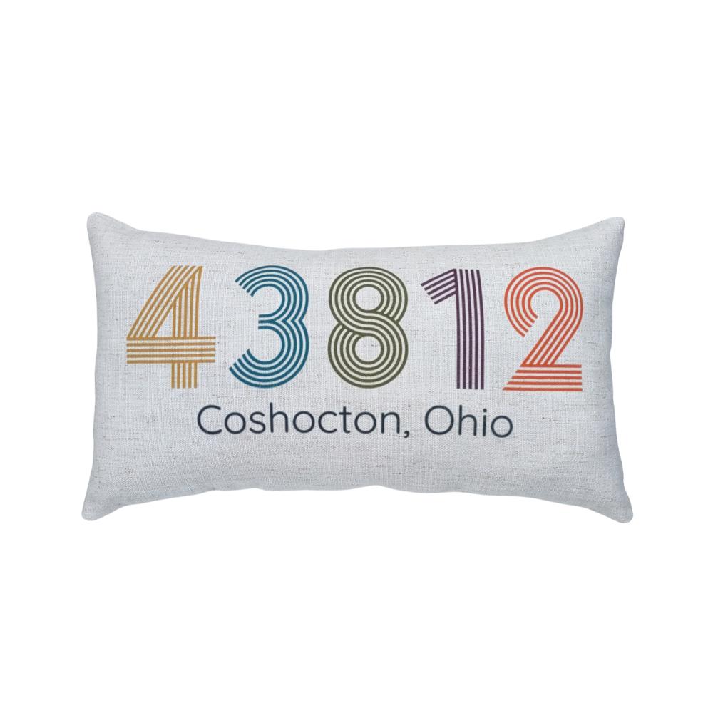 Retro 70s Inspired Zip Code Lumbar Pillow 