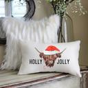 Christmas 2025 Highland Cow with Santa Hat Throw Pillow