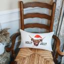  Christmas 2025 Highland Cow with Santa Hat Throw Pillow