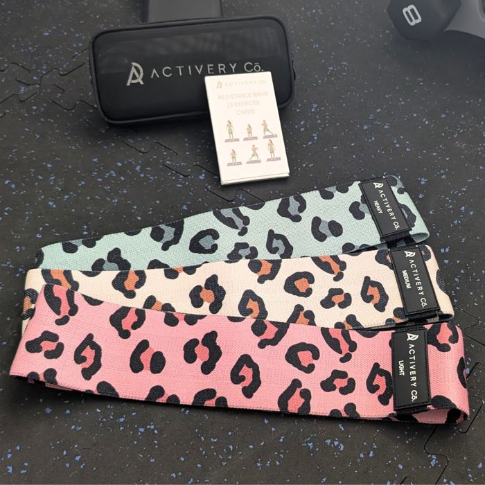 Leopard Print Fabric Resistance Bands – 3-Piece Non-Slip Workout Set