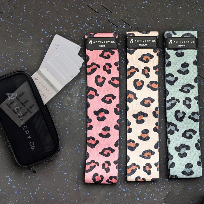 Leopard Print Fabric Resistance Bands – 3-Piece Non-Slip Workout Set
