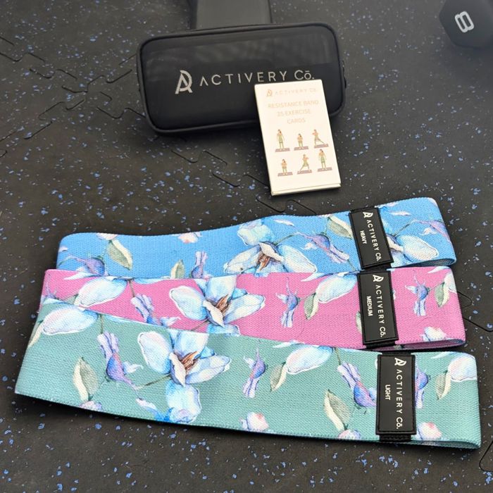 Floral Fabric Resistance Bands – 3-Piece Non-Slip Workout Kit