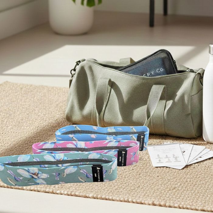 Floral Fabric Resistance Bands – 3-Piece Non-Slip Workout Kit