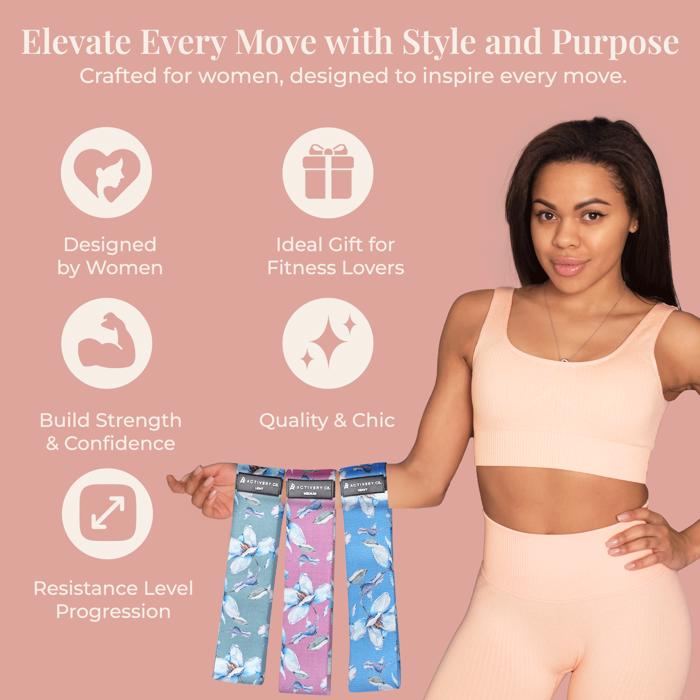 Floral Fabric Resistance Bands – 3-Piece Non-Slip Workout Kit