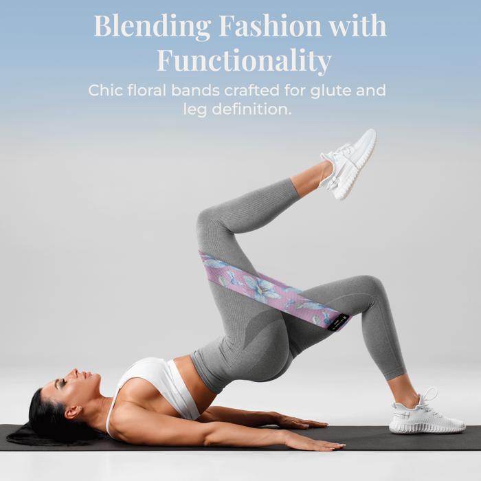 Floral Fabric Resistance Bands – 3-Piece Non-Slip Workout Kit