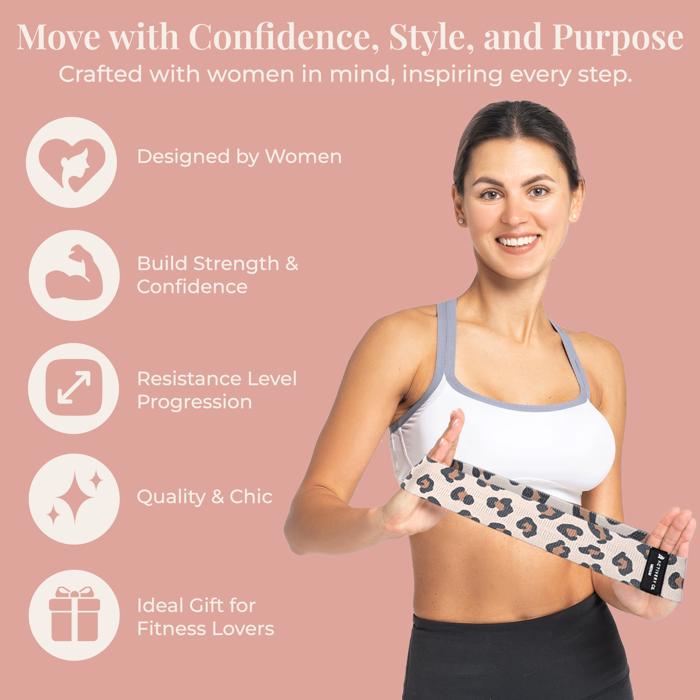 Leopard Print Fabric Resistance Bands – 3-Piece Non-Slip Workout Set
