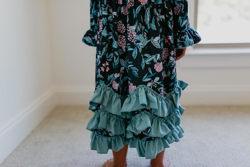 3 Ruffle Black Floral Dress