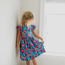  Blue Floral Flutter Dress