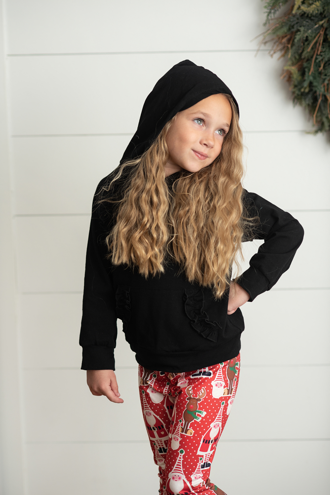 Santa Black Hoodie Set