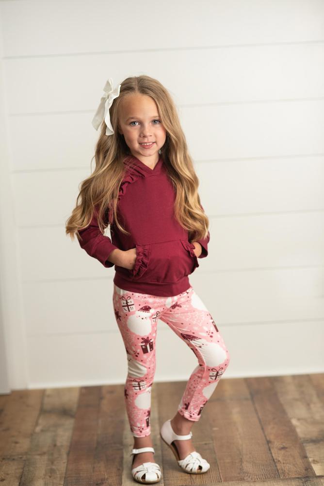 Pink Santa Hoodie Leggings Set