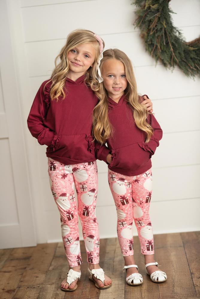 Pink Santa Hoodie Leggings Set