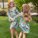  Claire Mustard Teal Floral Dress