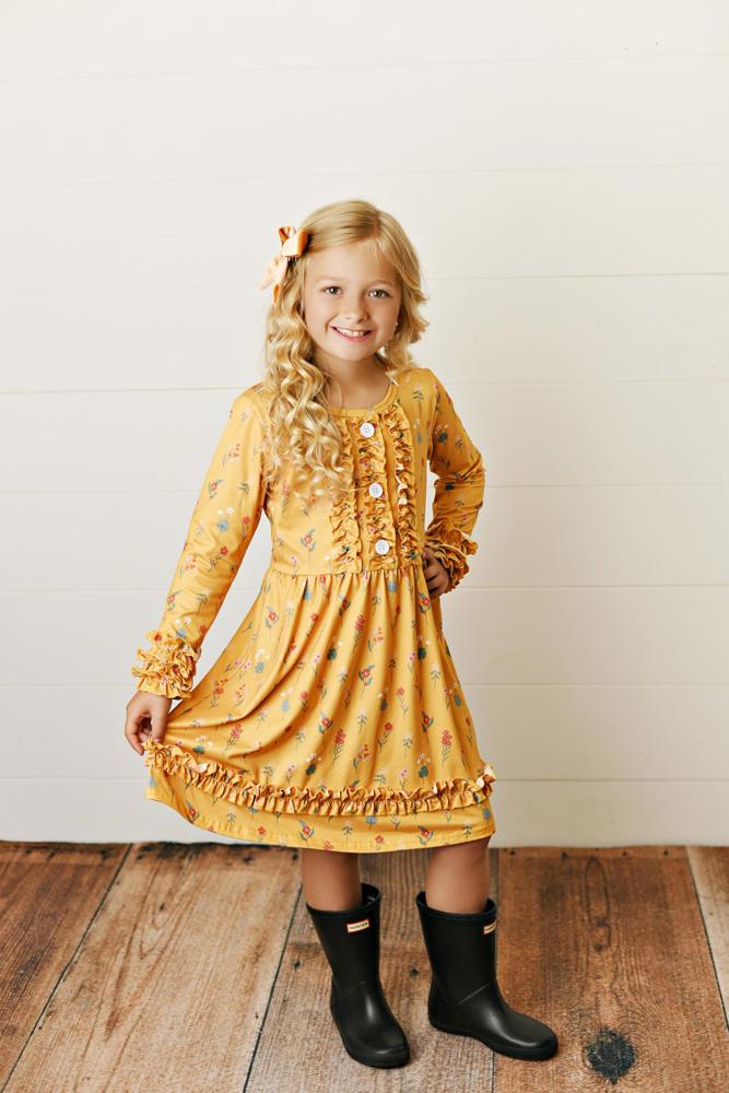 Mustard Botanical Dress