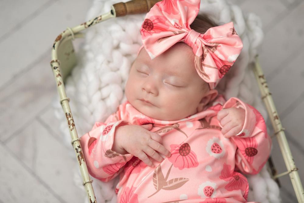 Pink Flower Stem Baby Gown