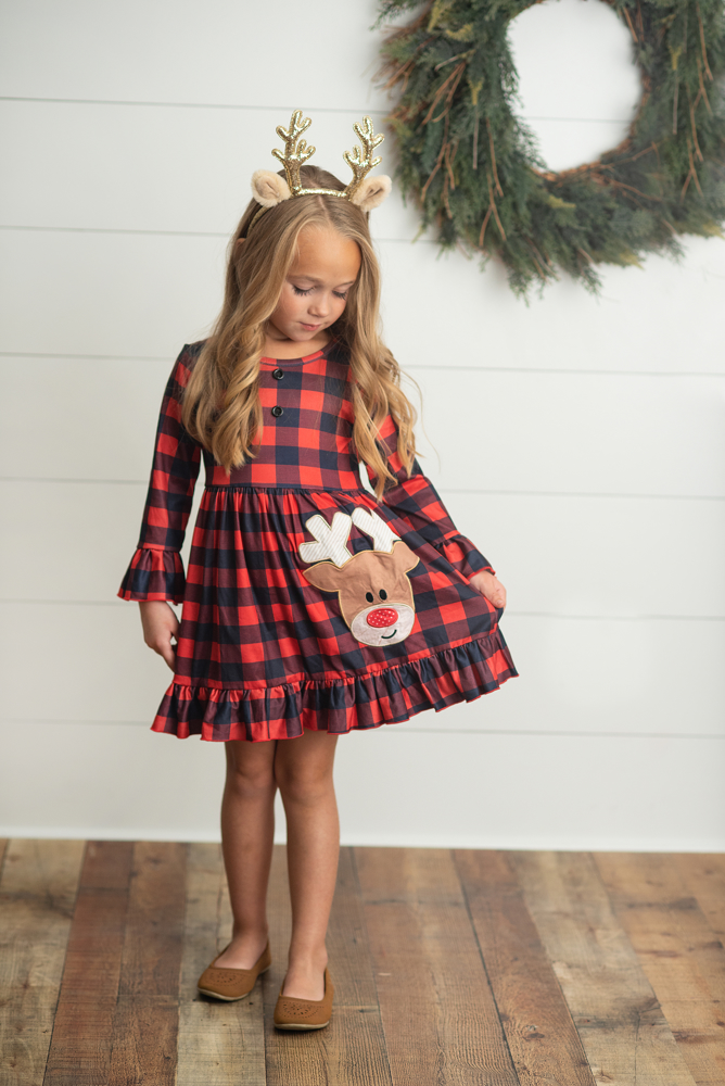 Plaid Reindeer Dress