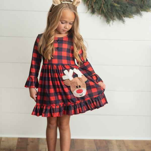 Plaid Reindeer Dress