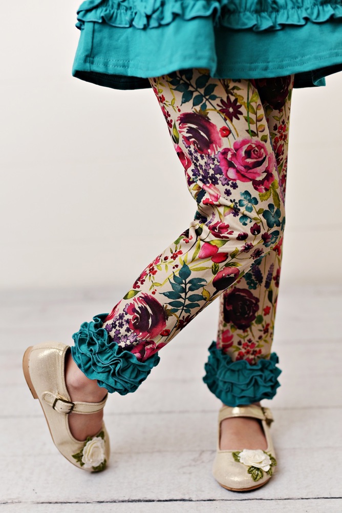 Teal Plum Floral Legging Set