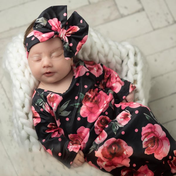 Black Rose Baby Gown