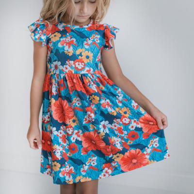 Coral Floral Claire Dress