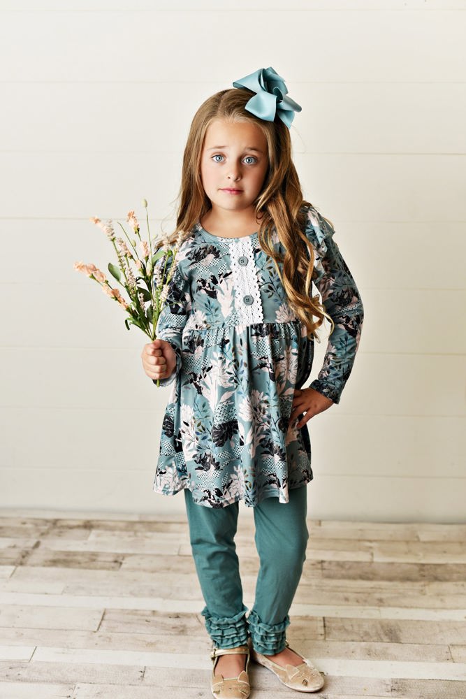 Sage Green Ruffle Leggings Set