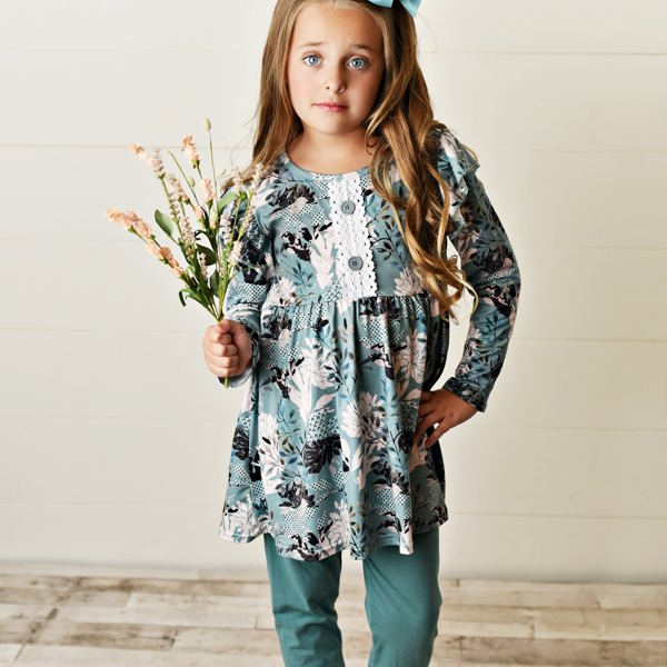 Sage Green Ruffle Leggings Set